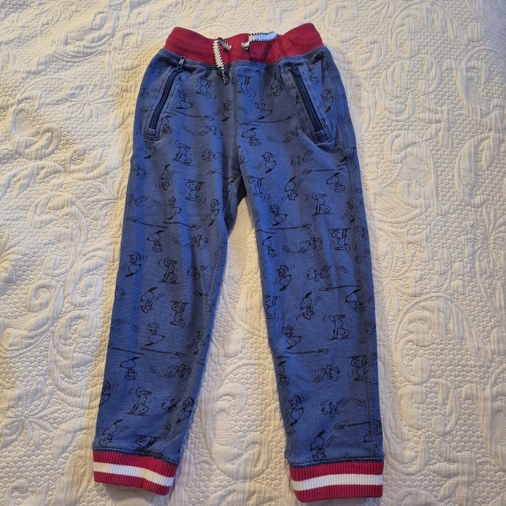 Hanna Andersson boys size 110 or 5 light blue Peanuts designed joggers VGUC